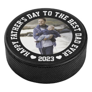 Happy vaderdag Photo Black Hockey Puck