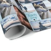 Happy Vaderdag Photo Collage Aangepaste namen Cadeaupapier (Rol Hoek)