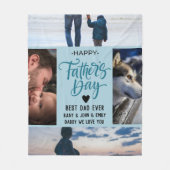Happy Vaderdag Photo Collage Aangepaste namen Fleece Deken (Voorkant)