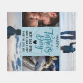 Happy Vaderdag Photo Collage Aangepaste namen Fleece Deken (Voorkant (Horizontaal))