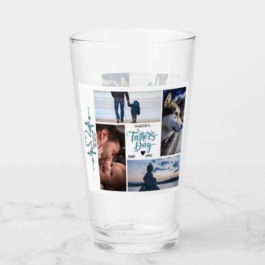Happy Vaderdag Photo Collage Aangepaste namen Glas (Voorkant)