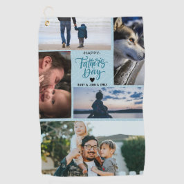 Happy Vaderdag Photo Collage Aangepaste namen Golfhanddoek