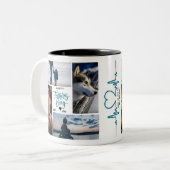 happy vaderdag photo collage Aangepaste namen Tweekleurige Koffiemok (Voorkant links)