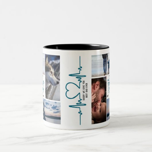 happy vaderdag photo collage Aangepaste namen Tweekleurige Koffiemok (Center)