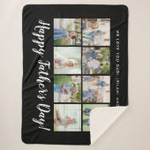 Happy Vaderdag Photo Collage Message Black Sherpa Deken (Voorkant)