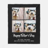 Happy Vaderdag Photo Collage voor vader - zwart Fleece Deken (Voorkant)