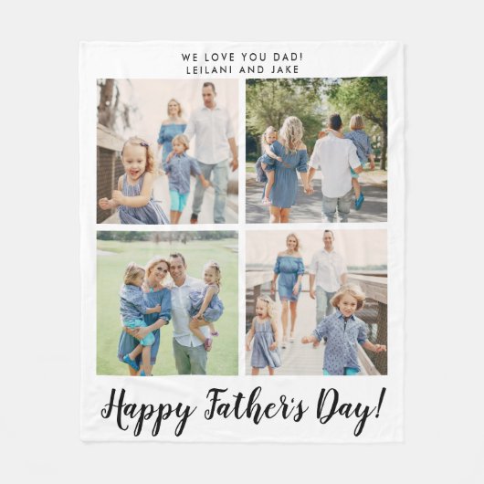 Happy Vaderdag Photo Collage White Fleece Deken (Voorkant)