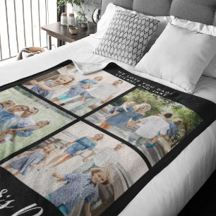 Happy Vaderdag Photo Collage Zwart Fleece Deken
