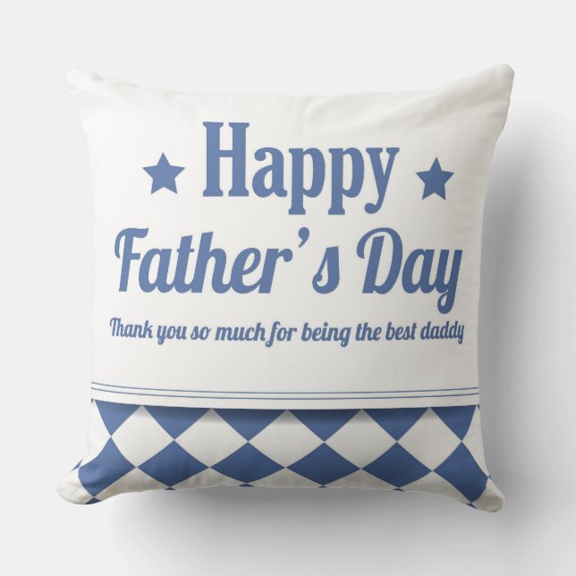 Happy Vaderdag Pillow Blue Chevron Blue Stripe Kussen (Voorkant)
