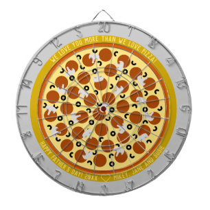 Happy Vaderdag Pizza met Toppings & Message Dartbord