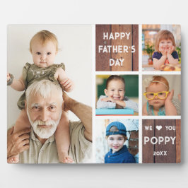 Happy Vaderdag Poppy 5 foto collage hout Fotoplaat