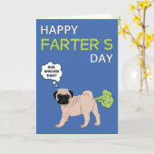 Happy Vaderdag Pug Dog Farter Joke Kaart (Gele Bloem)