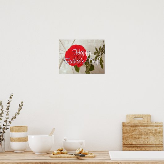 Happy Vaderdag Red Rose Poster (Keuken)