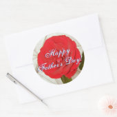 Happy Vaderdag Red Rose Ronde Sticker (Envelop)