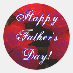 Happy Vaderdag Red Roses Ronde Sticker
