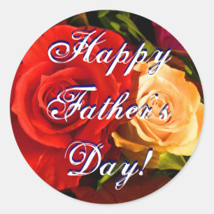 Happy Vaderdag Red Yellow Rose Ronde Sticker