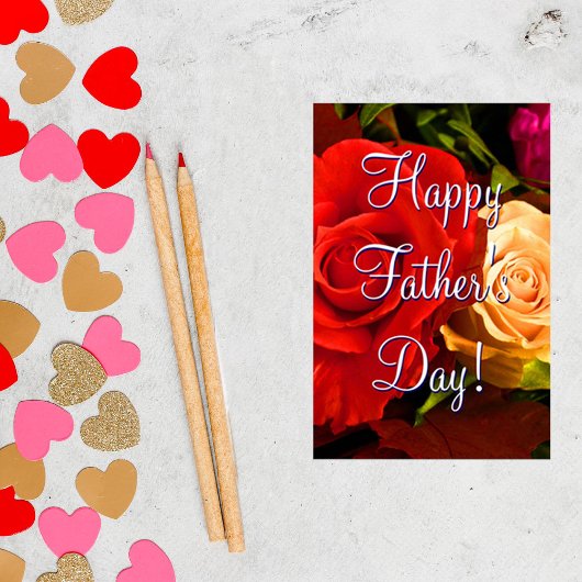 Happy Vaderdag Red Yellow Roses Poster