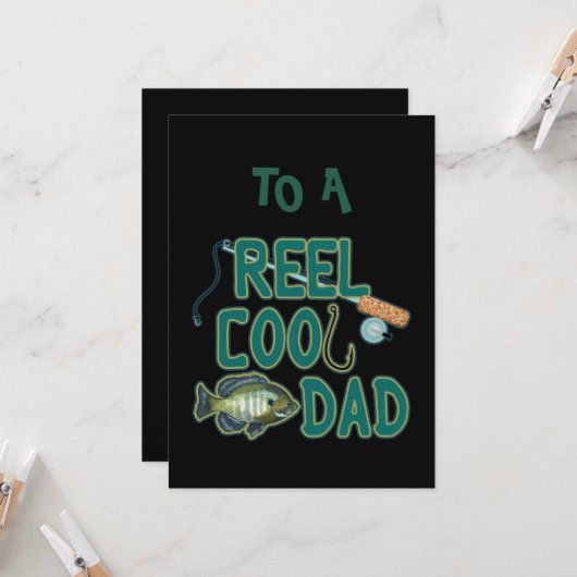 Happy Vaderdag Reel Cool Dad Viste Kaart (Voorkant / Achterkant in situ)