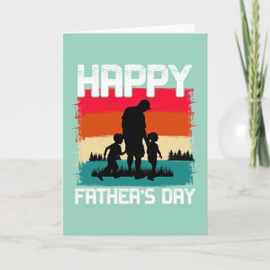 Happy Vaderdag – Retro Silhouette Celebration Kaart (Voorkant)