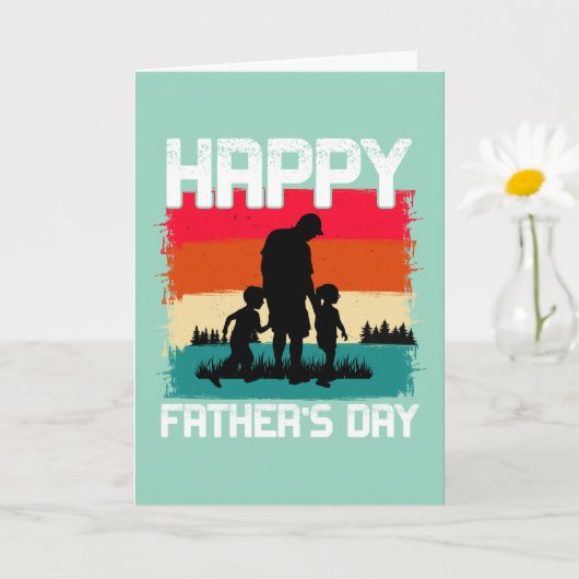 Happy Vaderdag – Retro Silhouette Celebration Kaart (Kleine Plant)