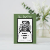 Happy Vaderdag  Retro Tekening Briefkaart (Staand voorkant)