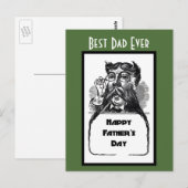 Happy Vaderdag  Retro Tekening Briefkaart (Voorkant / Achterkant)