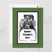 Happy Vaderdag  Retro Tekening Briefkaart (Voorkant / Achterkant)