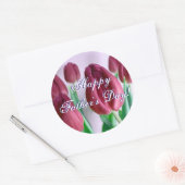Happy Vaderdag Rosey Tulips Ronde Sticker (Envelop)