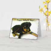 Happy Vaderdag Rottweiler puppy wenskaart Kaart (Gele Bloem)