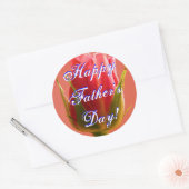 Happy Vaderdag Roze Rose Ronde Sticker (Envelop)