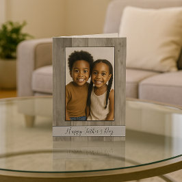 Happy Vaderdag Rustic Grey Wood Foto Kaart