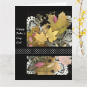 Happy Vaderdag Rustic Leaves Kaart (Gele Bloem)