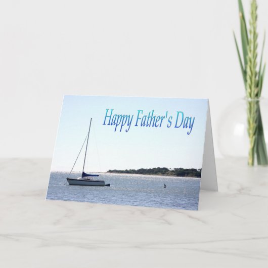 Happy Vaderdag Sail Boat met Seagull Kaart (Voorkant)
