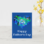 Happy Vaderdag-schaduw van Blue Heart Kaart (Gele Bloem)