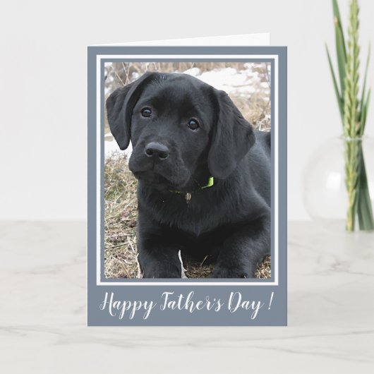 Happy Vaderdag - Schattigee zwarte Labrador Puppy  Kaart (Voorkant)