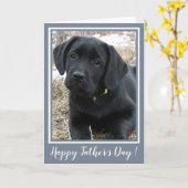 Happy Vaderdag - Schattigee zwarte Labrador Puppy  Kaart (Gele Bloem)