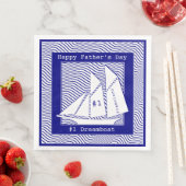 Happy Vaderdag Schooner op Navy Waves Servet (Insitu)