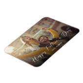 Happy Vaderdag Script Foto Modern Eenvoudig Magneet (Linkerzijde)