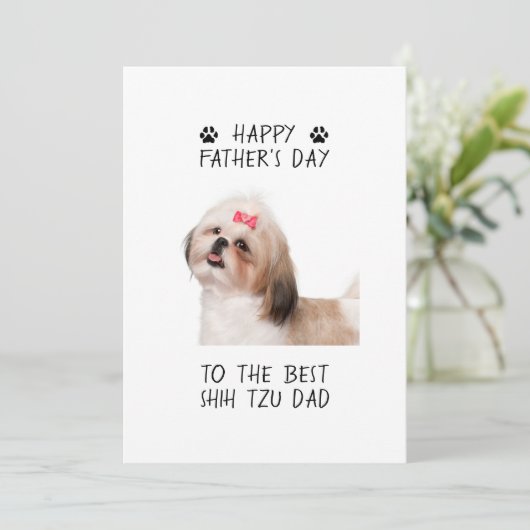 Happy Vaderdag Shih Tzu Dad Custom Foto Kaart (Staand voorkant)