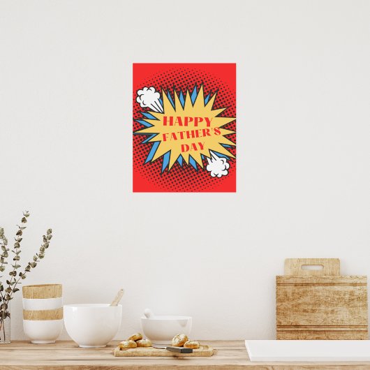 Happy Vaderdag Sign, Superheld Theme Poster (Keuken)