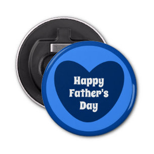 Happy Vaderdag Simple Cute Navy Blue Heart Button Flesopener