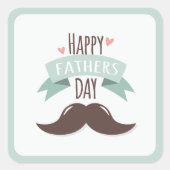 Happy vaderdag - snor vierkante sticker (Voorkant)