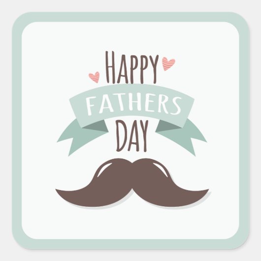 Happy vaderdag - snor vierkante sticker (Voorkant)