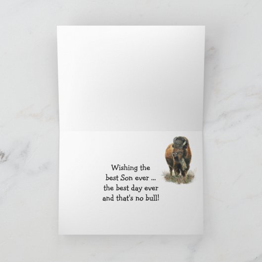 Happy Vaderdag Son Waterverf Buffalo Bison Kaart (Binnen)