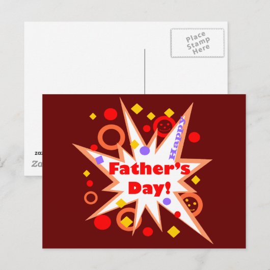 Happy Vaderdag Splash Briefkaart (Voorkant / Achterkant)