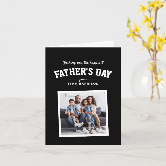 Happy Vaderdag sportieve één foto zwart wit Kaart (Gele Bloem)