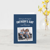 Happy Vaderdag sporty one foto marineblauw Kaart (Gele Bloem)