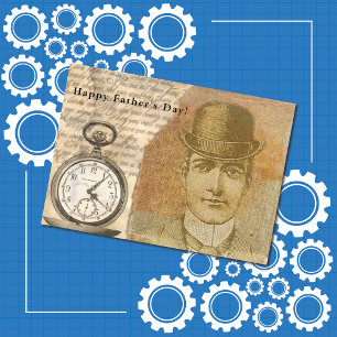 Happy Vaderdag Steampunk Gentleman Bowler Pet Kaart