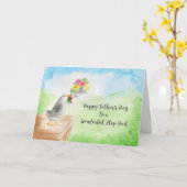 Happy Vaderdag Step Dad, Bird Flowers Art Kaart (Gele Bloem)