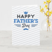 Happy Vaderdag - Strepen, Kroon en Snor Kaart (Gele Bloem)